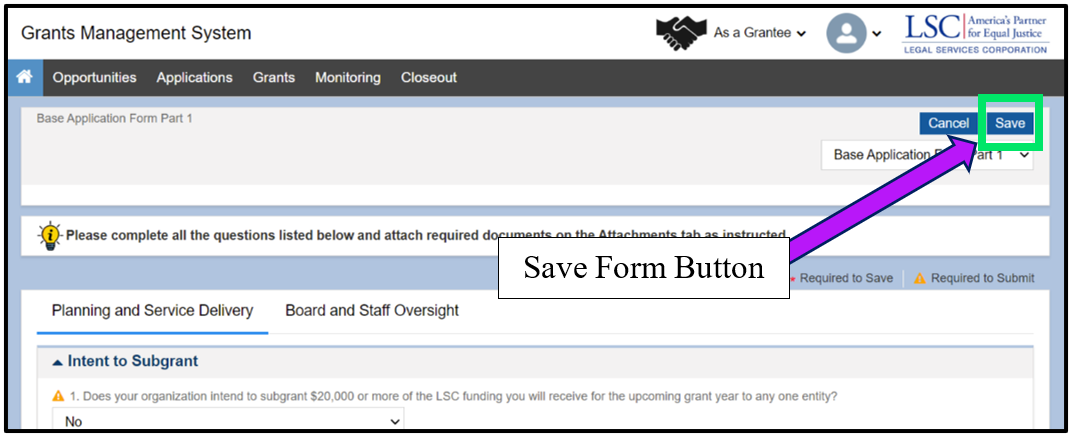 Image of Saving a Section of a Partially Completed Form