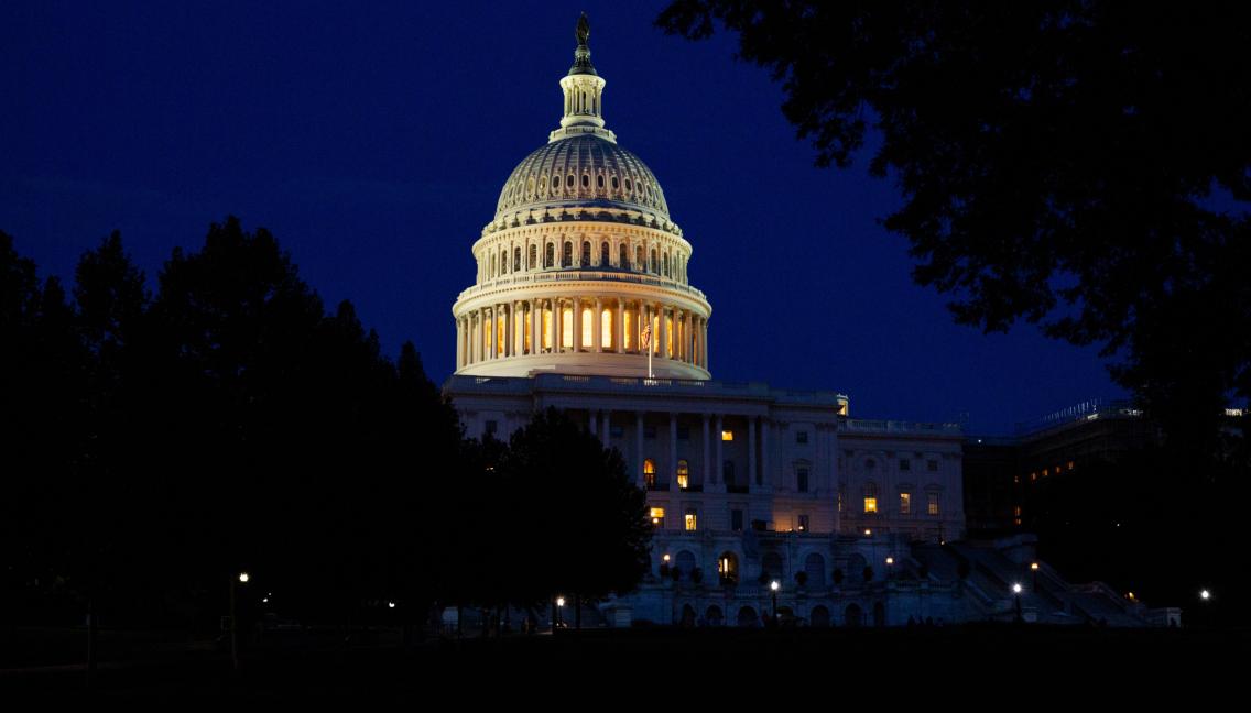 US Capitol Building at night